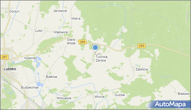 mapa Tuchola Żarska, Tuchola Żarska na mapie Targeo